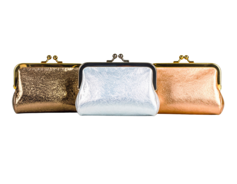 Evening Clutch Bags with Metallic Details, Glamorous Row Display