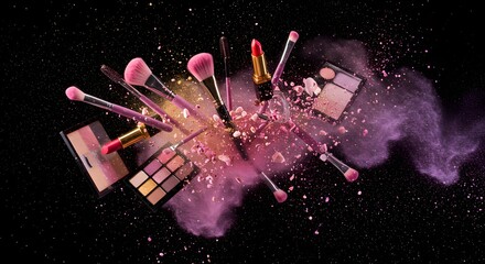 Floating Makeup Tools Lipsticks Brushes and Powder Splash