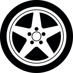 Obraz premium Silver alloy car wheel rim with tire