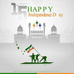 Vector illustration of the Independence Day of India 15 August celebration poster design
