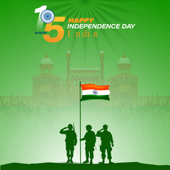 Vector illustration of the Independence Day of India 15 August celebration poster design