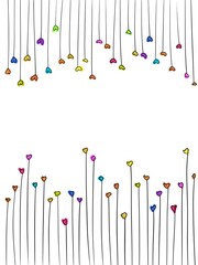 Colorful Heart Stems Greeting Background, Text Overlay, Printable Art,