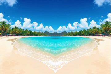 Breathtaking tropical beach paradise with turquoise water and white sand for summer vacation dreams