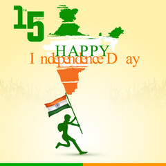 Vector illustration of the Independence Day of India 15 August celebration poster design