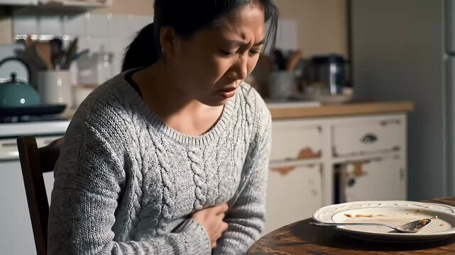 Stomach Ache After Eating Woman in Pain