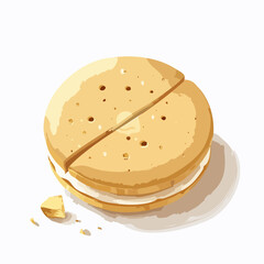 Split Round Cream Cookie on White Background