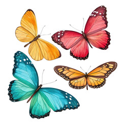Obraz premium Set of butterflies isolated on white background png butterfly collection png colorful wings png natural beauty png artistic insect display png vivid patterns png elegant butterfly assortment png