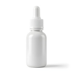 Eye drops bottle on white background, clean pharmaceutical packaging