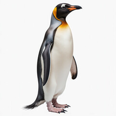 Majestic King Penguin: Captivating the regal beauty of a king penguin in striking detail, showcasing its sleek plumage, striking coloration, and proud posture.