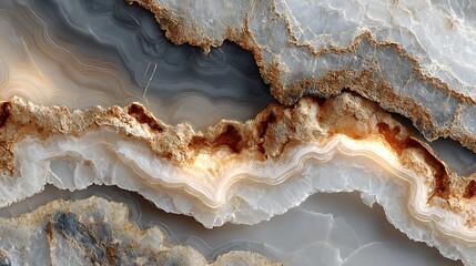 Obraz premium Close up view of a translucent natural stone with layered textures and earthy tones