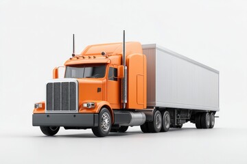 Orange truck with large trailer displays robust design and power