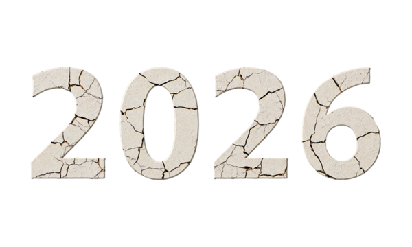 2026 Cracked Texture Numbers PNG Transparent Background