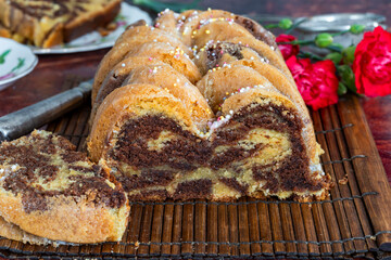 Chocolate orange zebra buttermilk cake