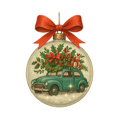 Retro Car Christmas Ornament.
