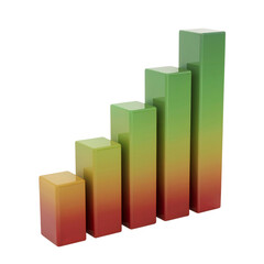 Illustration of a bar chart showing business growth and financial success isolated on transparent background