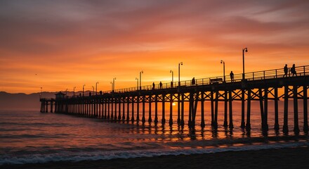 Fototapeta premium 황홀한 석양빛 다리 풍경 사진