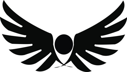 Wings Logo Black vecter illustration silhoute Design