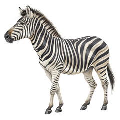 Zebra on a clean white background isolated no shadow PNG image of a zebra standing with a clear white backdrop zebra illustration without shadow transparent background zebra isolated PNG