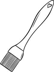 Minimalist brush for greasing vector illustration in simple line art style. Monochrome baking equipment icon suitable for labels, cooking apps, and pastry branding