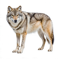 Majestic Wolf Portrait: A striking studio portrait of a regal wolf, its piercing gaze and formidable presence captured in stunning detail, symbolizing strength, freedom.