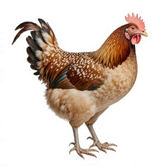 Fototapeta premium Rooster's Regal Pose: A vibrant rooster stands in its full glory, showcasing its intricate feather details and proud stance, a testament to rural charm.