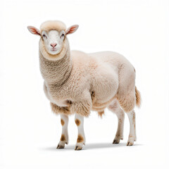 Fototapeta premium Majestic Sheep Portrait: A regal sheep, adorned with a luxurious wool coat, stands proud, its gentle eyes captivating viewers with an undeniable charm.