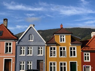 Casas de colores en la ciudad Noruega de Bergen
