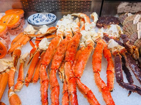 Mariscos en un mercado de pescado