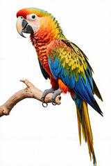 Fototapeta premium Exotic Parrot Perched: A vibrant parrot of remarkable colors, gracefully perched on a natural branch, presenting a striking portrait of avian beauty and the exotic allure of the wild.