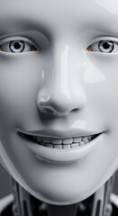 Naklejka premium Close-up view of a robotic face.