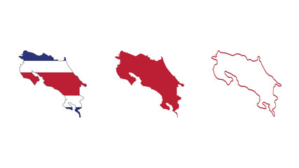 Fototapeta premium Set of Costa Rica map isolated on white background, vector illustration design