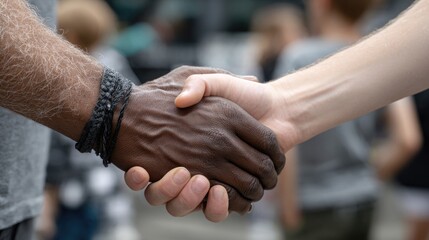 A Black man's hand holds a young boy's hand, symbolizing connection, care, and love