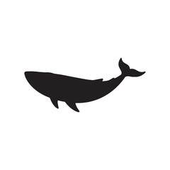 Blue whale silhouette vector flat illustration design on white background