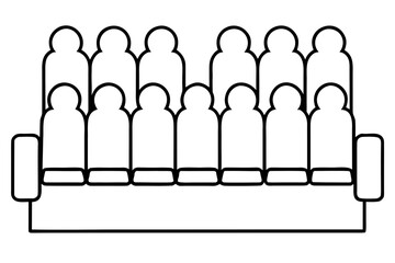  Row of Five Auditorium Chairs Coloring Page - Printable Public Seating