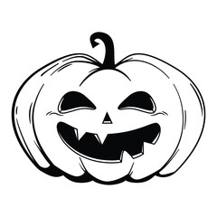 Funny smiling Halloween pumpkin - Jack o'lantern, sketch style. Vector illustration isolated on a white background