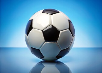 Fototapeta premium white and Classic black and white soccer ball isolated on white and sky blue background