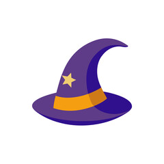 Naklejka premium A purple witch hat with a gold star and band here