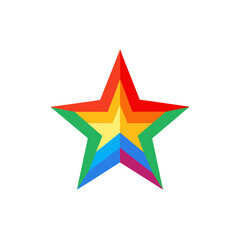 A colorful star with rainbow gradient layers design