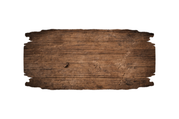 Wooden sign isolated on white background with clipping path
