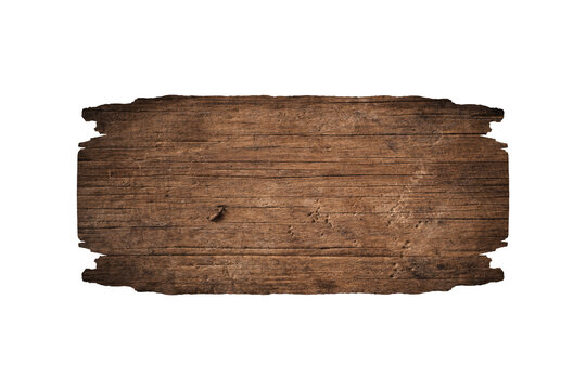 Wooden sign isolated on white background with clipping path