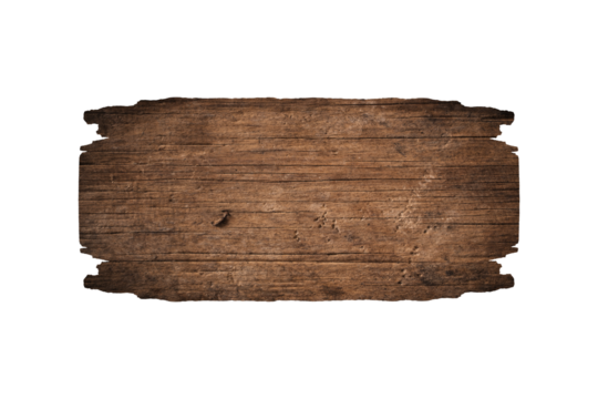 Wooden sign isolated on white background with clipping path