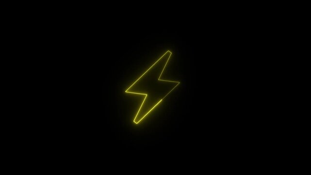 Neon yellow  color charging icon animation on black background.