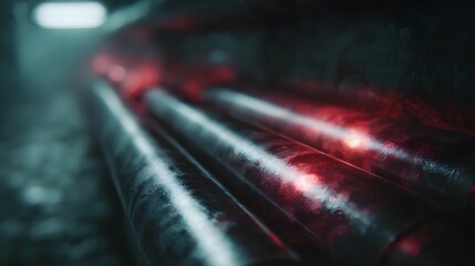 view of nuclear fuel rods inside a containment chamber