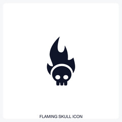 Flaming Skull Icon