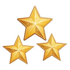 Obraz premium white and Three golden stars isolated on white background