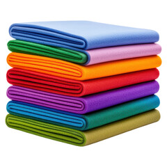 Fototapeta premium Colorful Stack of Soft Fleece Blankets in Various Shades, isolated on transparent background.