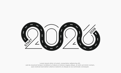 Fototapeta premium START 2026 logo on a white background. Premium vector design for Happy New Year 2026 greetings and celebrations.