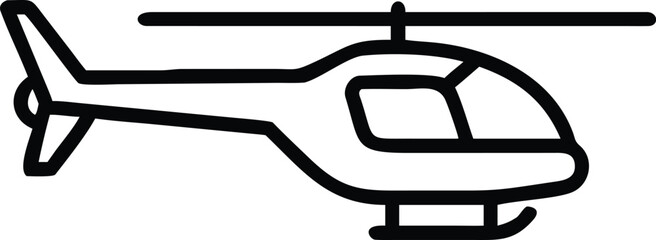 Black outline reveals a simplified helicopter with rotor and tail on white