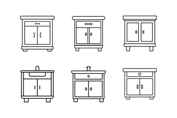bathroom cabinet icon line art vector illustration