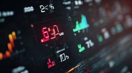 Closeup of a digital dashboard displaying realtime data from an AI system including temperature pressure and carbon sequestration rates with a focus on a distinctive pyrolysis kiln